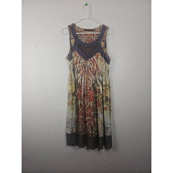 APT 9 Sleeveless Patterned Round Neck Dress Knee-Length Size Medium - Picture 1 of 6